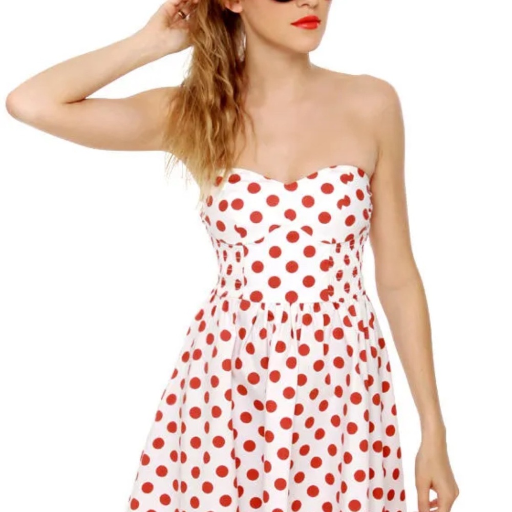 MINKPINK Red and White Sweetheart Sundress